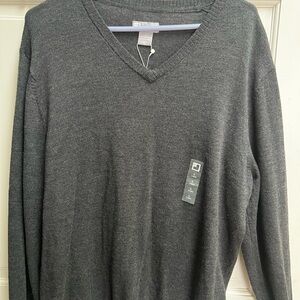 Elegant Charcoal V-Neck Sweater for Men
